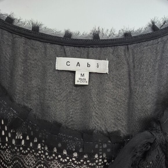 Cabi Womens Black Lace Sleeveless Top W/ Bow Detail Size M - Picture 3 of 7